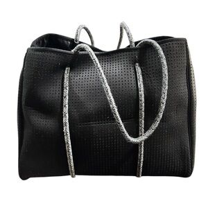 Chucka Black and Gray Perforated Tote Bag with Rope Handles SZ L